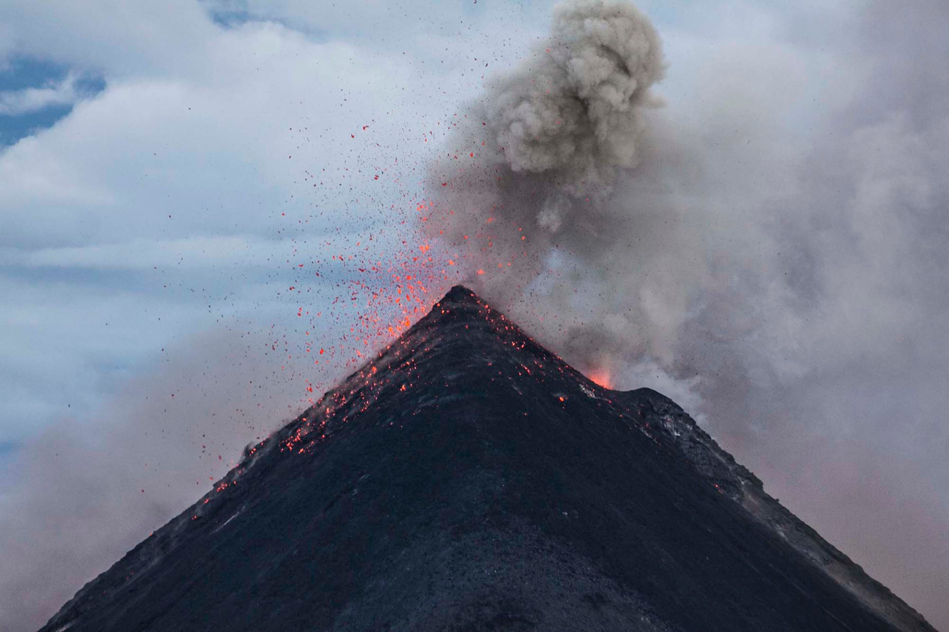 Volcano in the process of erupting