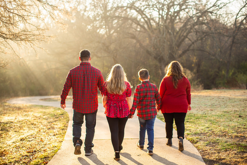 Family walking in nature